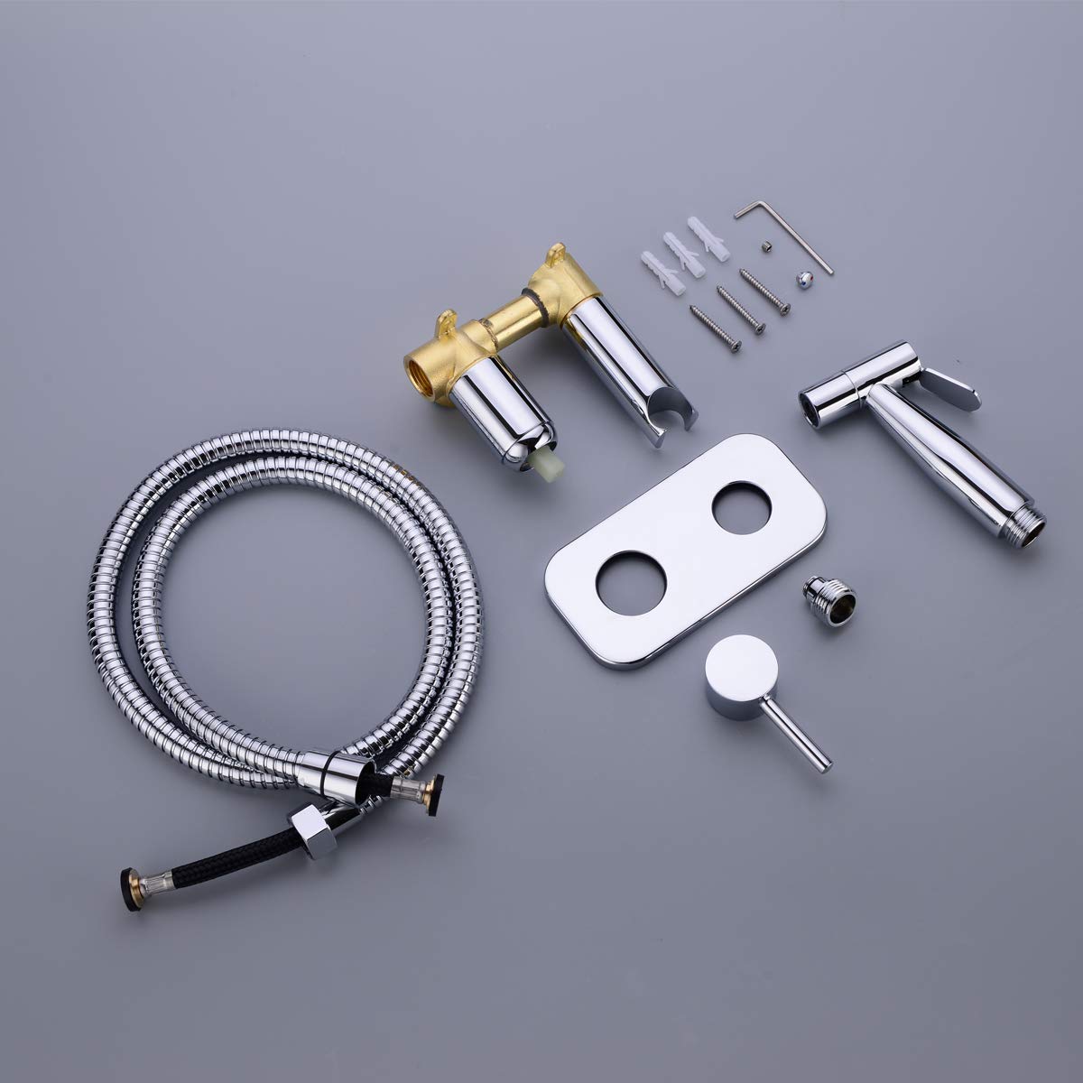 TRUSTMI doccetta per bidet a mano Miscelatore caldo e freddo in ottone a parete pannolini per bambini shattaf douche kit, Cromo 1