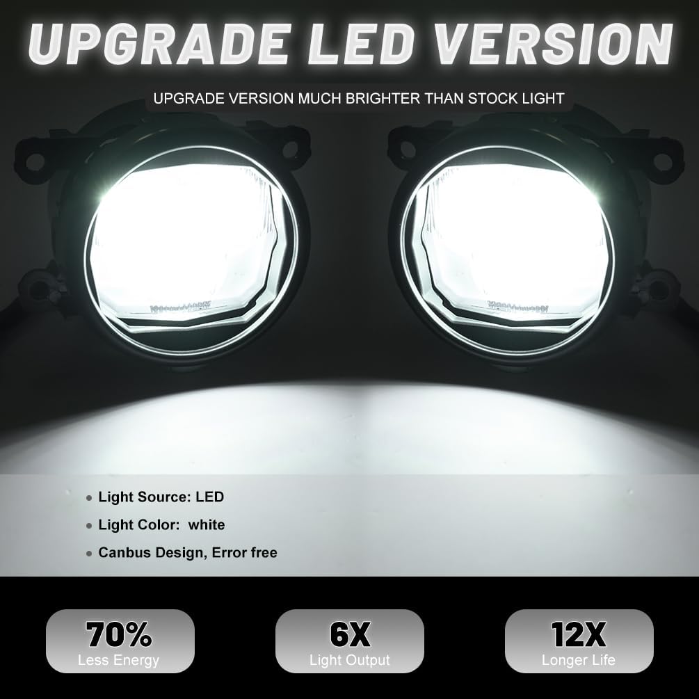 NJSBYL White LED Fog DRL Daytime Running Lights for 2023 2024+ F-ord F250 F350 F450 F550 Super Duty, 2021 2022+ F-ord Bronco Three-Eyed Style Front Bumper Driving Spot Foggy Lighting