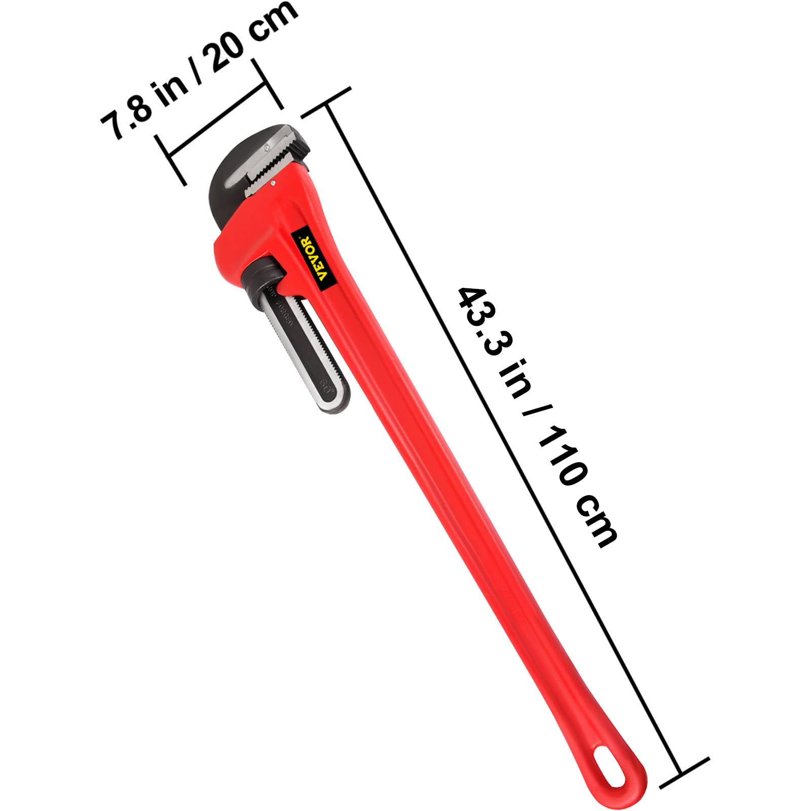 VEVOR Clé Serre-tubes en Fonte de 110 cm, Clé à Griffe Mâchoire de 200 mm, Clé à Tuyau de Plomberie Réglable, Robuste, pour Robinet d'Évier, Cuvette de Toilette, Égouttoir, Salle de Bain, Cuisine