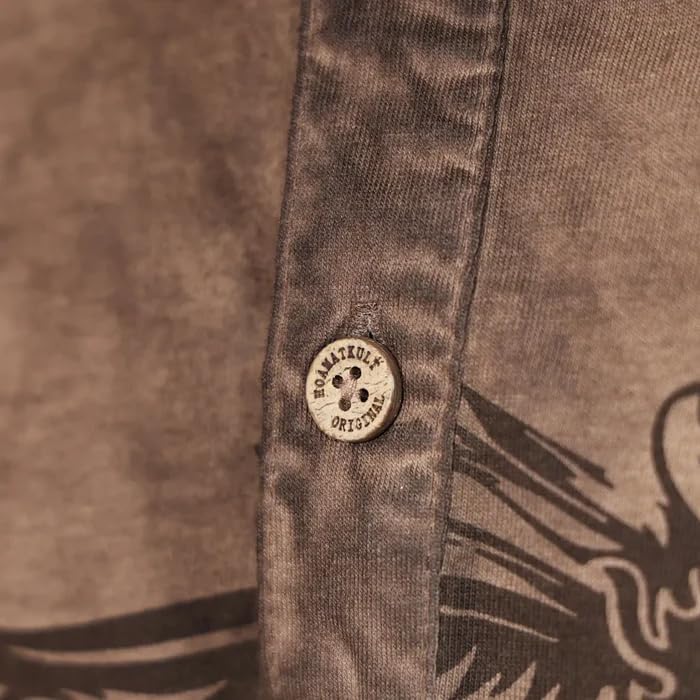 Hoamatkult T-Shirt Österreich Adler Trachten – Vintage Look, 100% Baumwolle, Henley-Knopfleiste, kultiges Adlermotiv & perfekte Passform zur Lederhose oder Jeans
