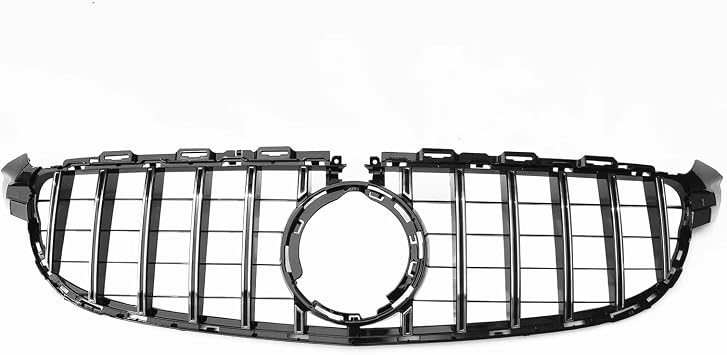 Front Grille Grill Compatible with Mercedes Benz C Class W205 C63 C63S AMG 2019-2021 Only GT Style Silver/Black Upper Bumper Hood Mesh GridBlack Silver