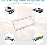 Vista 5 de Marco de matrícula de automóvil con diamantes de imitación brillantes, cubierta / soporte de placa de matrícula de acero inoxidable, universal