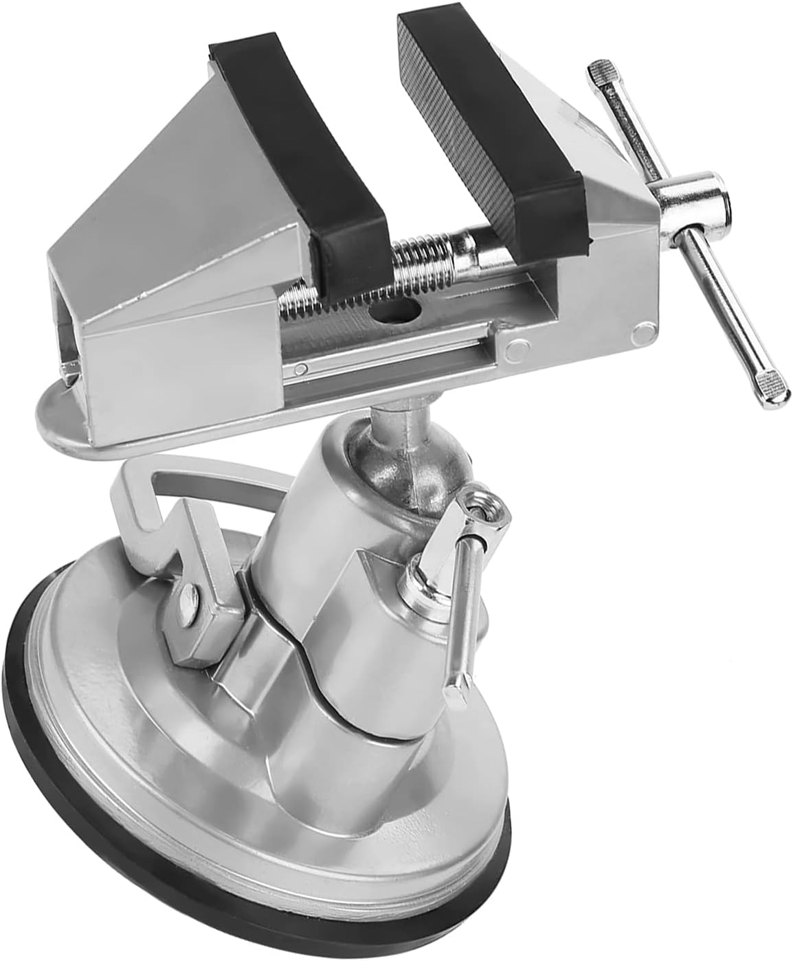 LiebeWH Aluminum Alloy Bench Vise with Rubber Suction Cup Table Clamp for Portable DIY Craft Precision Work in Workshop Garage