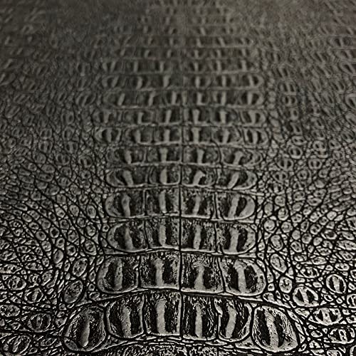 Alligator Fabric, Soft Textured Crocodile Vinyl Faux Leather, Gator Skin Embossed Upholstery DIY Craft and Clips Pleather Sheets – Cut Continuously by The Yard (Pewter Metallic)