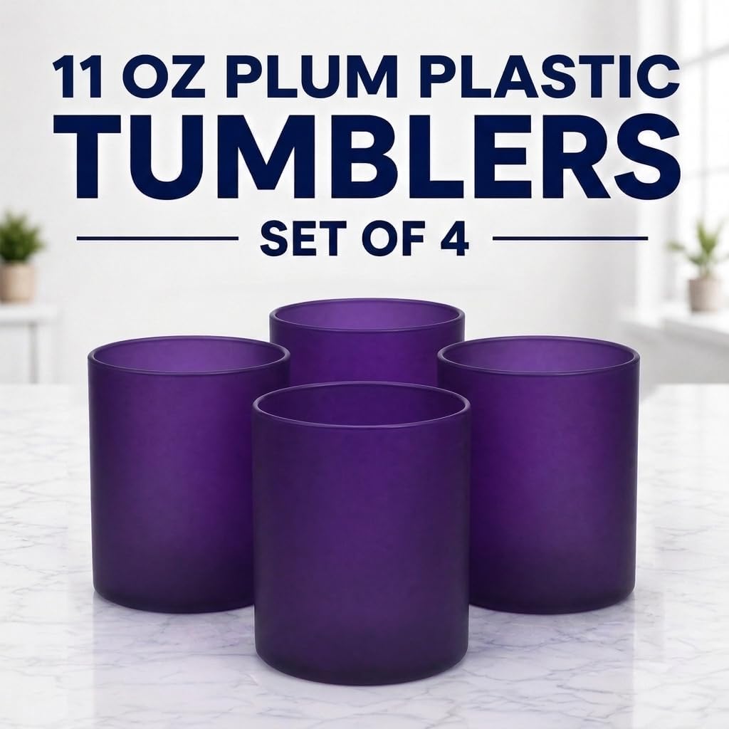 Set of 4 11oz Durable SAN Plastic Tumblers, Plum image 2