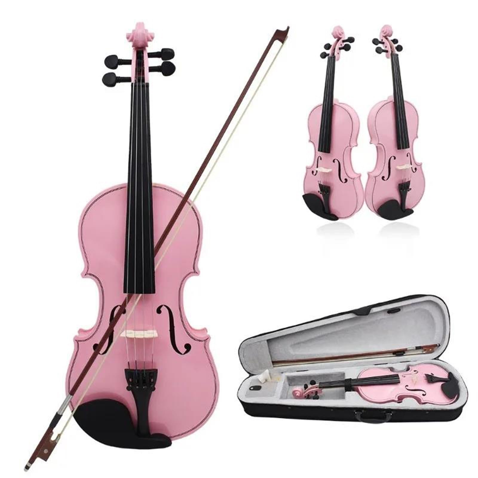Violino Violino In Legno Misura 4/4 | Adatto ai principianti – Modello acustico rosa