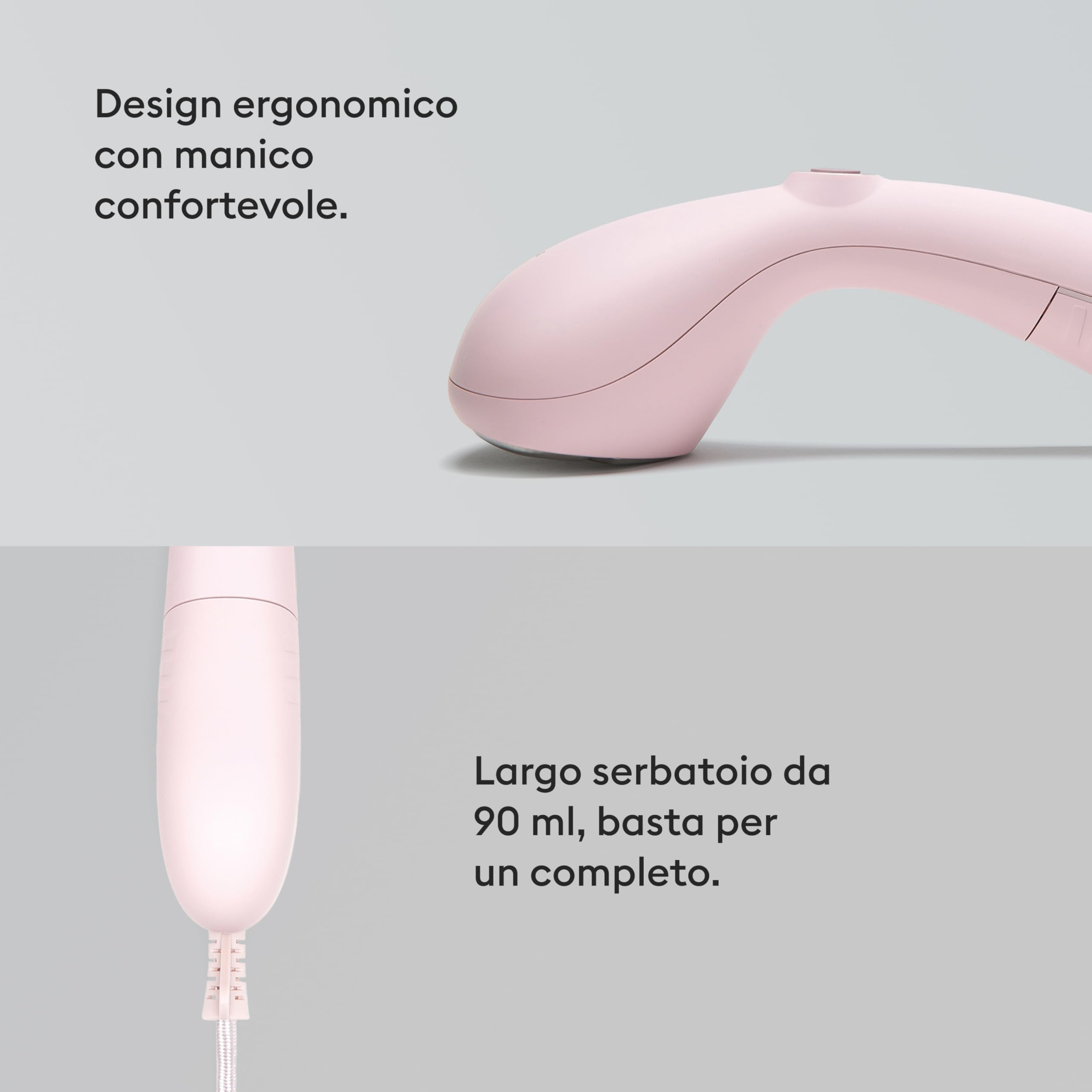 Steamery Ferro da stiro a vapore portatile Cirrus 2, 1500 W, emissione di vapore di 15 g/min, risultati senza grinze, riscaldamento in 20 secondi, portatile, ergonomico, design scandinavo, Rosa