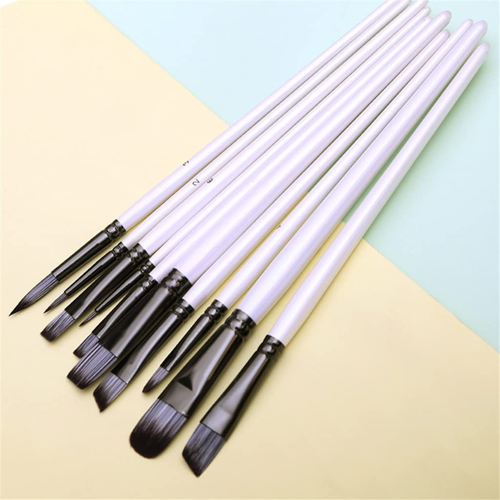 BAtlam Juego de Pinceles para Pintura, para Arte, óleo, Acuarela, Artista, Lienzo, Puntas de Nailon sintético, Paquete de 10