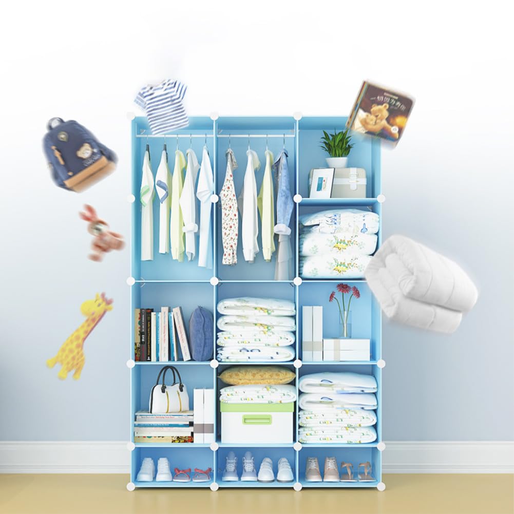 Modularer Kinderkleiderschrank Mit Stabilem Drahtgestell Und PP-Platten – Cartoon-Design, Geruchsneutral, Einfache Montage – Platzsparend Für Kinderzimmer, Schlafzimmer Oder Flur, 90 cm, Rosa