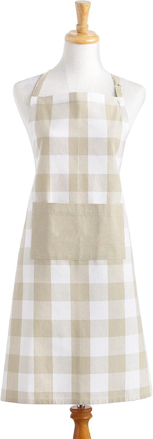 Elrene Home Fashions Farmhouse Living Buffalo-Check Kitchen Apron with Pocket, 28" x 33", Black/White image 2