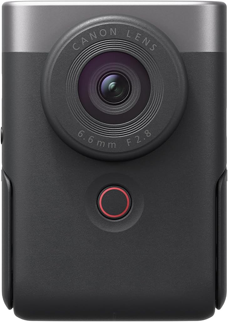 Canon PowerShot V10 4K Vlogging Camera Starter Kit (Silver) - All-in-One, Pocket-Sized, Built-in Stand, Camera for YouTube, Live Streaming - Camera Accessories, Bluetooth, Wi-Fi, UVC/UAC