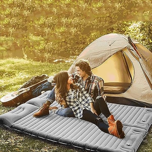 LYEAA Opblaasbaar campingmatras voor buiten, opvouwbaar TPU-nylon, campingrust, luchtkussen, ultralicht, lichtgewicht, ruimtebesparend, voor tuin-trekkinguitrusting (lichtgrijs)