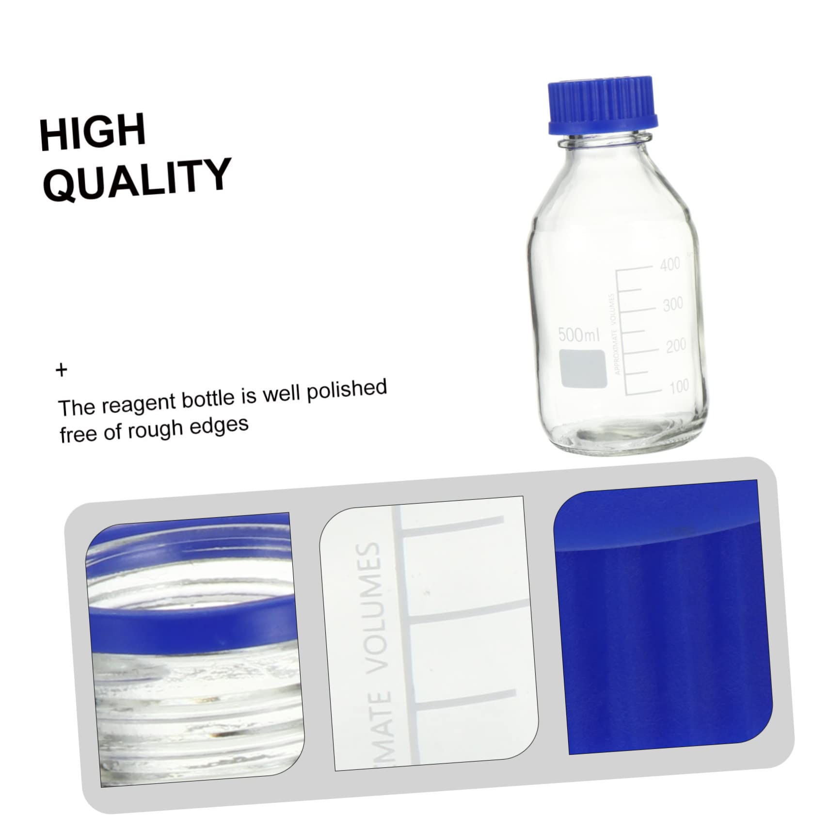 2 Stück 500ml Labor Reagenzflasche Aus Langlebigem Glas Mit Präziser Skala Transparent Dicht Verschließbar Für Chemieexperimente Und Naturwissenschaftliches Studium