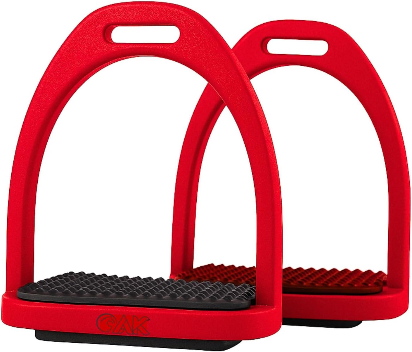 AK Baspro Horse Plastic Stirrup High Strength Durable Quality Plastic Riding Stirrups, Safety Stirrups Equestrian Stirrups Treads with Non-slip Rubber Pad AKRS-6047-02 (Red, 4.75'')