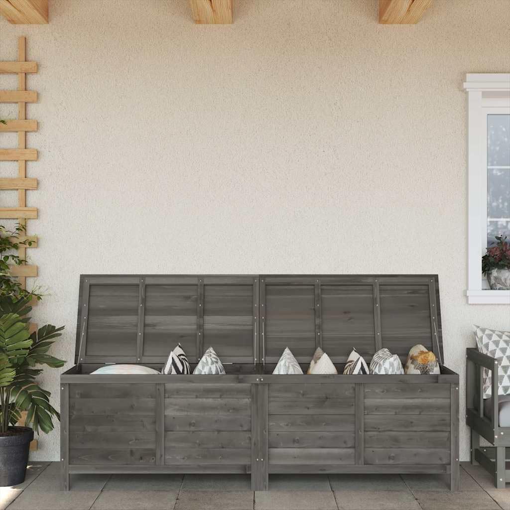 vidaXL Arcón de Jardín, Caja de Almacenaje con Tapa, Baúl para Cojines Alfombras Juguetes, Mueble para Patio, Madera Maciza de Abeto Gris Antracita