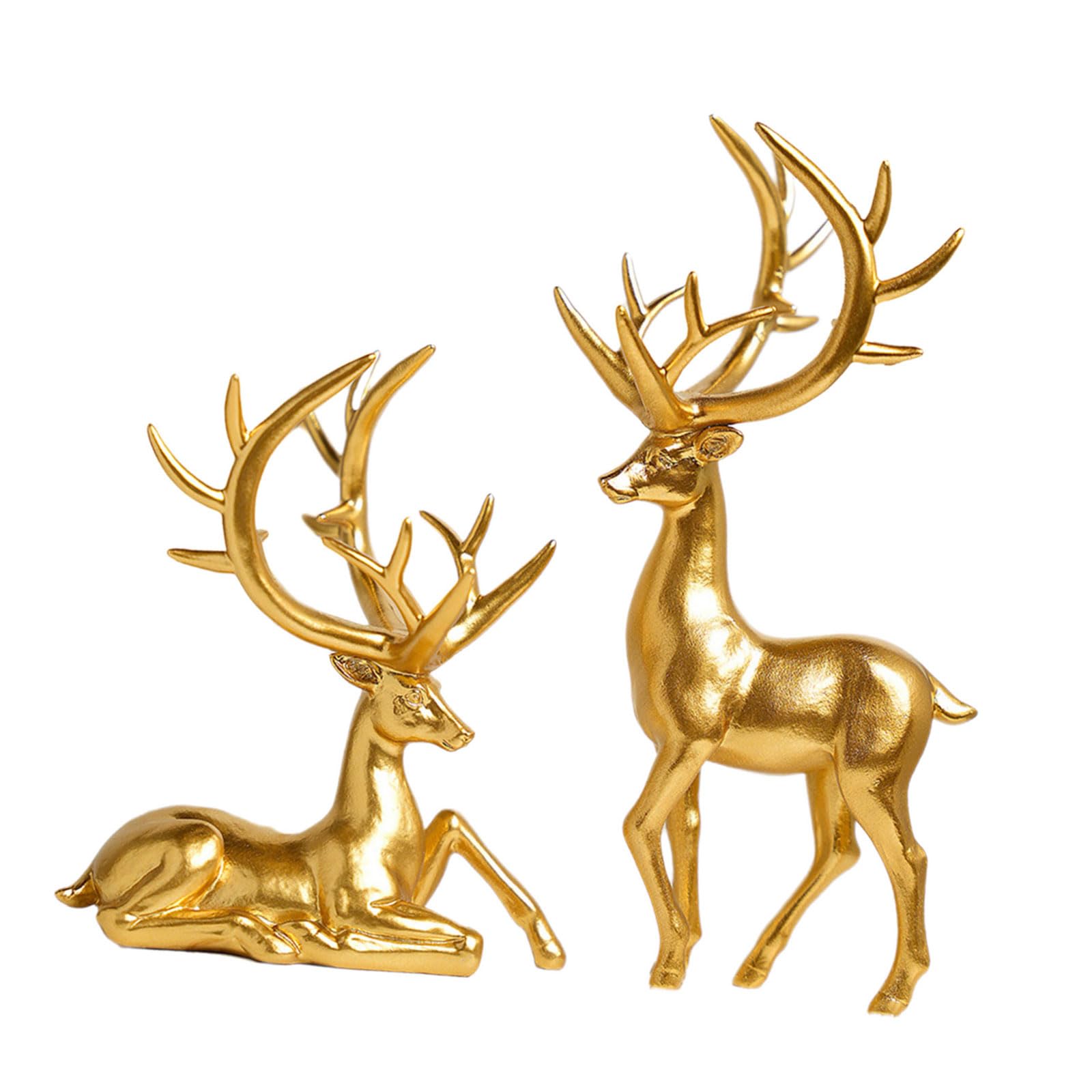 Kalttoy Resin Reindeer Statues Resin Deer Ornamentation for Art Collectors and Home Decoration Enthusiasts Art Deer Figurine
