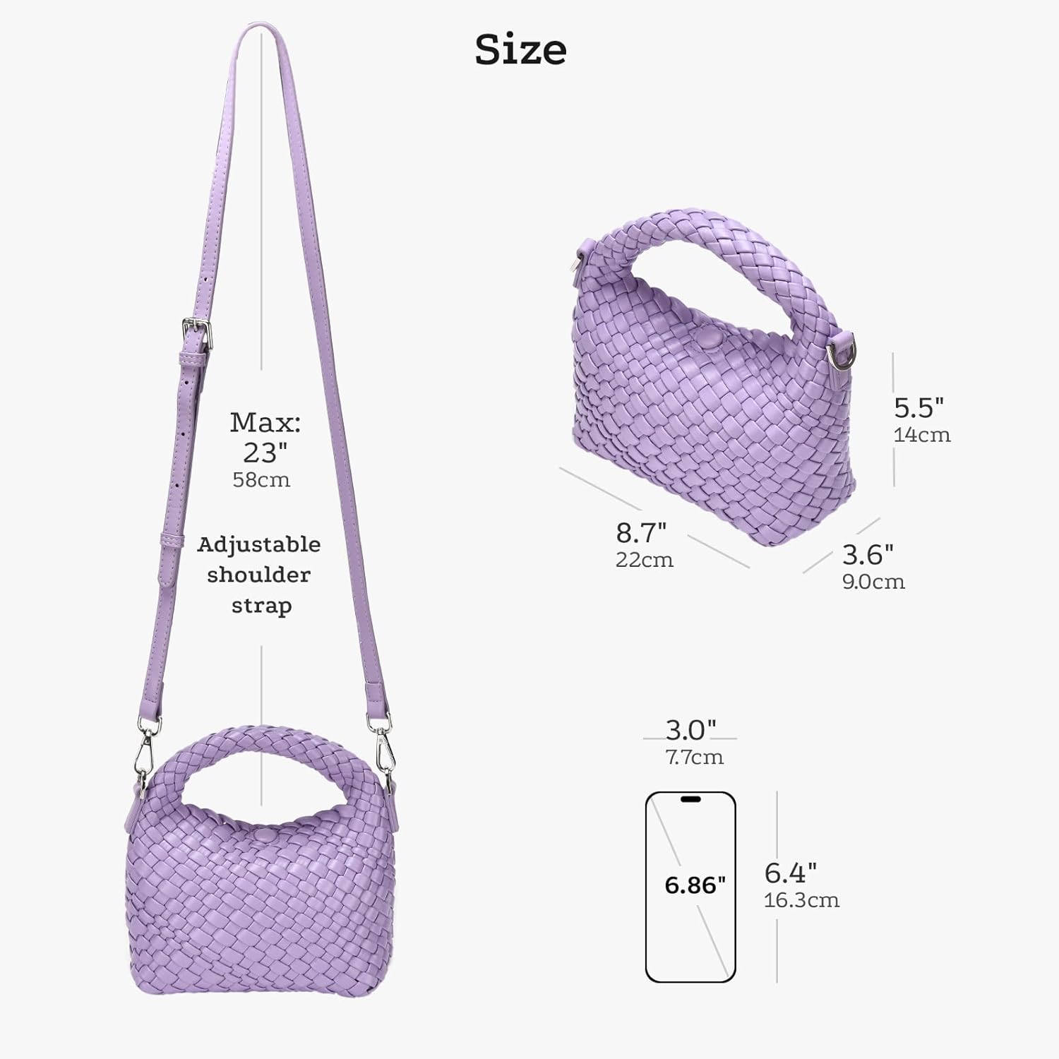 Vegan Leather Woven Crossbody Bag,Mini Hobo Handbags,Crossbody purse for Women, Small woven tote bag with Adjustable straps - Image 5