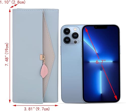 Miniatura 6 de UTO Cartera RFID para mujer, de piel sintética, colgante de hoja, tarjetero para teléfono, organizador de chequera, monedero con cremallera Leaf