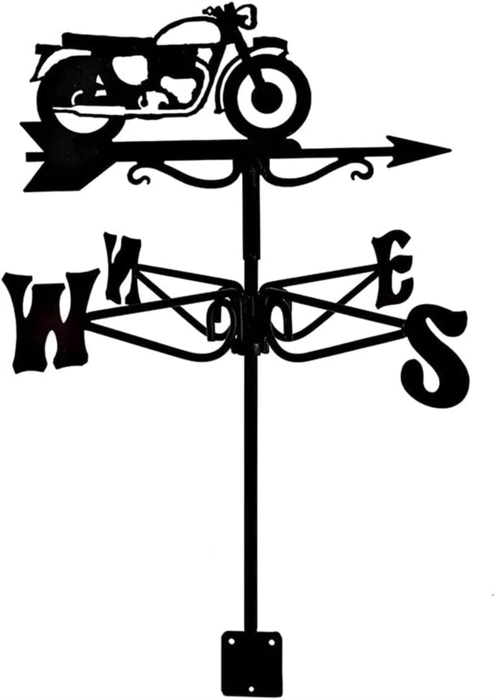 Black Weathervane Metal For Roof Garden Yard Vintage Motorcycle Weathervanes Hollow Out Weather Vane Wind Direction Indicator For Roof Garden Outdoor Lawns Farm Sheds Barns