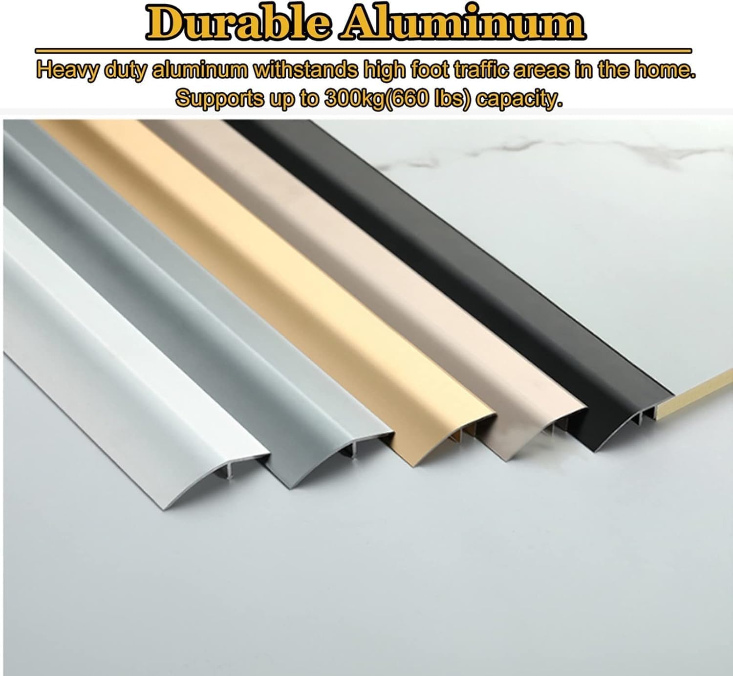 Aluminum Floor Transition Threshold Strip Wood to Tile, 5.2cm/2" Wide Doorway Thresholds Reducer Trim Strips, Matte Carpet Edging Cover Door Bar, Silver, 100cm/39