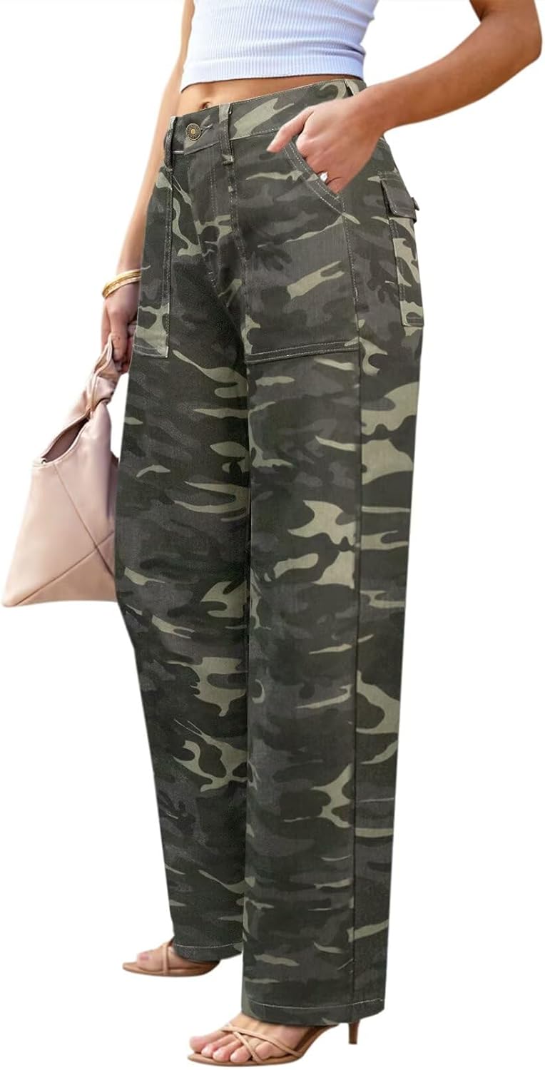 Womens Wide Leg Jeans - Deep Front Pockets High Waisted Jeans, Stretchy Baggy Straight Leg Jean for Women