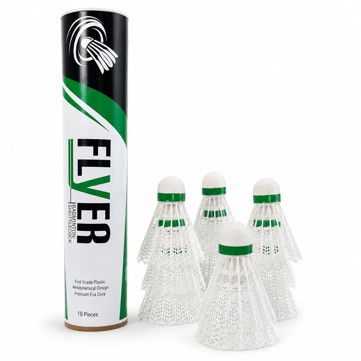 Flyer White Plastic Badminton Shuttlecock | Accurate Flight Shuttle Set | Durable Plastic Shuttle for Practice, Training & Outdoor Play | Pack of 10-picture-18