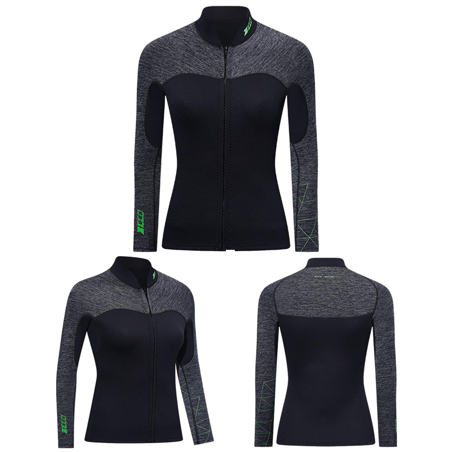 Veste de Combinaison en NéOprèNe de 3 Mm pour Femmes et Hommes, Veste à Manches Longues avec Fermeture éClair Avant pour Rester Au Chaud Lors De La PlongéE en Eau Froide, Le Surf