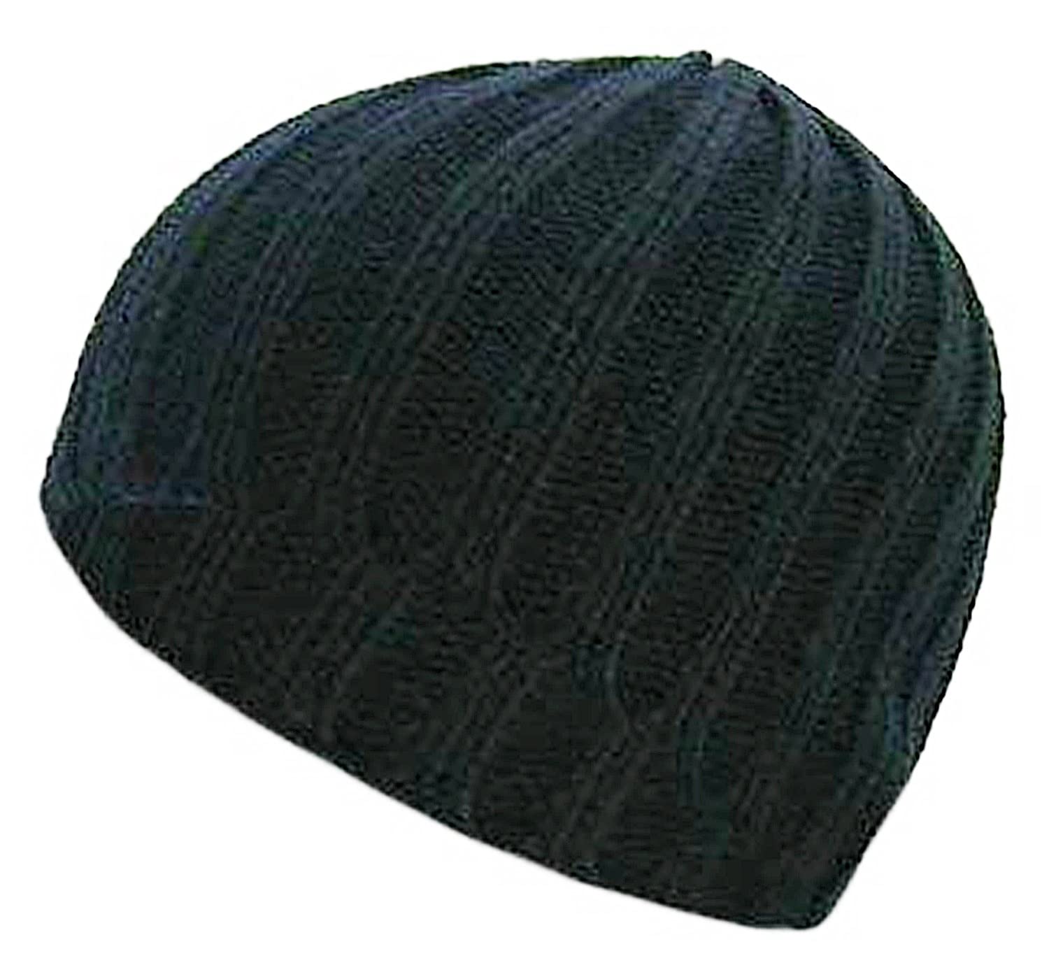 Clothing Mens or Womens Rib Knit Beanie Hat Knitted Woollen Winter Skull Beanies Caps (Black)