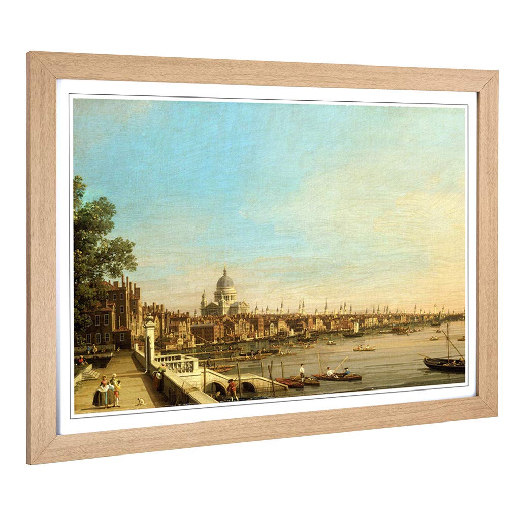 Big Box Art Framed Print of Giovanni Canaletto The Thames, Somerset House Design | Wall Art Picture| Home Decor for Kitchen, Living Room, Bedroom, Hallway, Oak, A2 / 24.5x18 Inch / 62x45cm