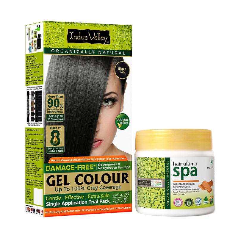 Image of INDUS VALLEY Hair Color Trial Pack | Black With Hair Ultima Spa (175 ml)