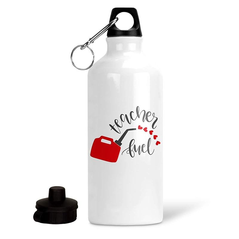 Teacher Fuel Gas Can 20 oz. White Aluminum Water Bottle Handmade Products
