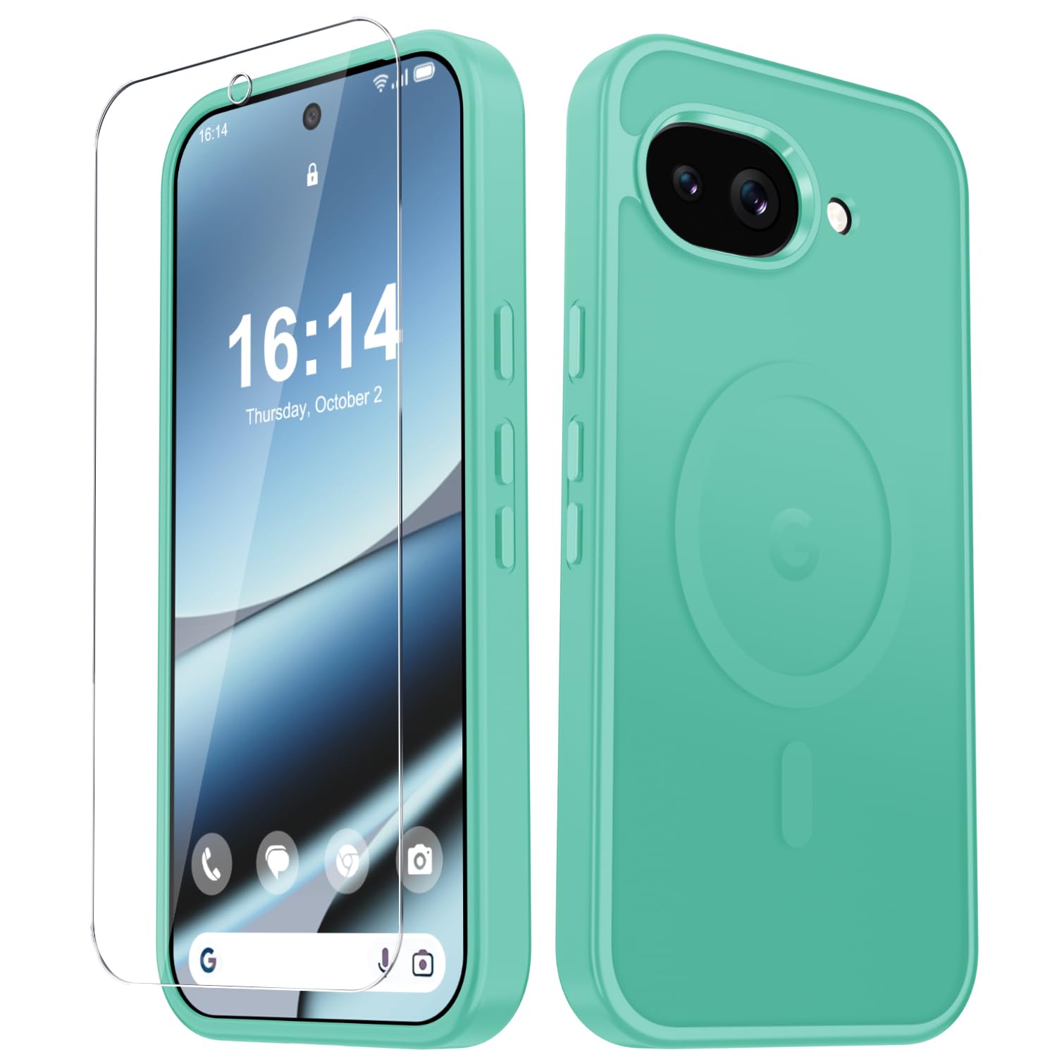 for Google Pixel 10a Case, Matte Magnetic Phone Cover, Teal | Fit for MagSafe, Screen Protector included, Shockproof Military Grade Protection, Translucent Frosted Back