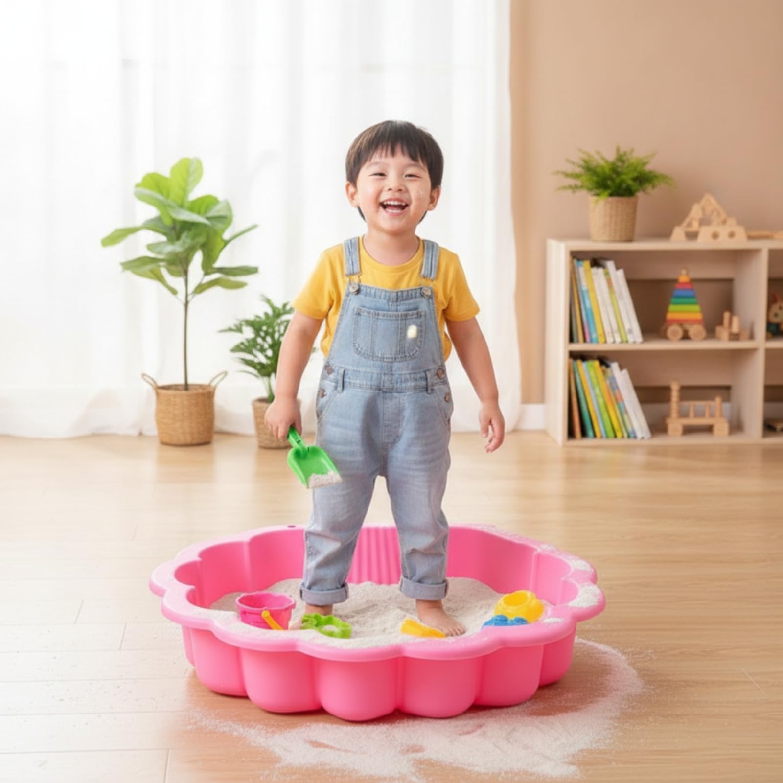 Sensorikbecken abgerundet Sandspielschale leicht zu reinigen Wasserspielschale für Zimmer, Grün