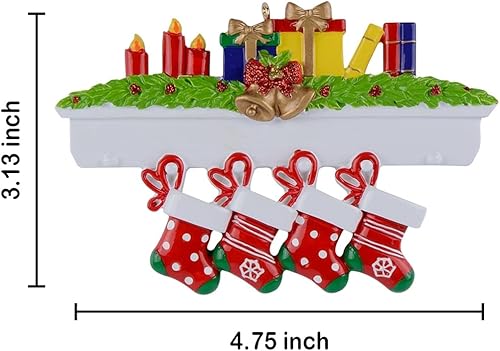 Miniatura 5 de MAXORA Mantle Fireplace Family of 4 Stockings Adorno personalizado para árbol de Navidad 2024  Personalizado para padres, hijos, amigos compañeros