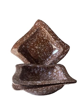 Melamine Square deep Dish Bowl for Serving Snacks - Break Resistant, 7 Inches, Square Shape Bowl Plates (4)