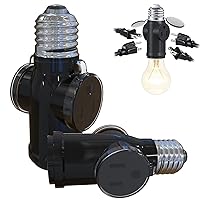 Vista 1 de 2 piezas Luntak Adaptador de enchufe de luz de 3 clavijas, enchufe de luz E26 para exterior, convertidor divisor de enchufe de bombilla de luz a 2/3