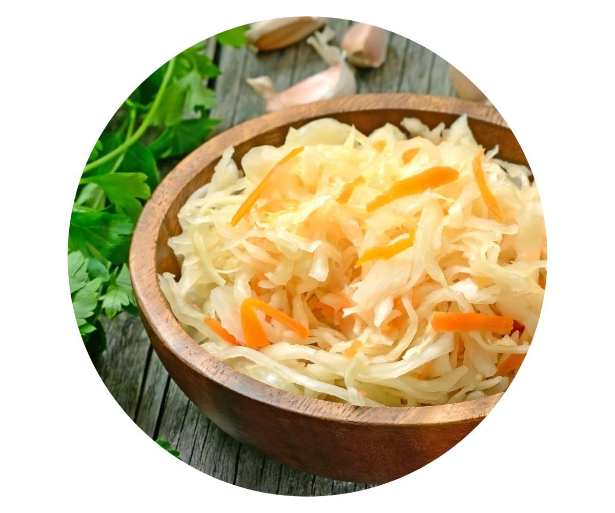 Euro-East Sauerkraut mit Knoblauch und Chili 6-pack im Glas x 460g | Vegan und Glutenfrei eingelegter Kohl | Fermentiertes Gemüse (6x460g)