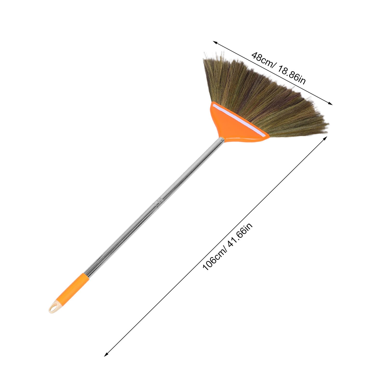 Ipetboom Escoba de Mano Tradicional Tejida a Mano de Césped Natural con Mango Largo de 106 Cm, Escoba Doméstica Naranja para Limpieza en Cocina, Jardín y Exteriores