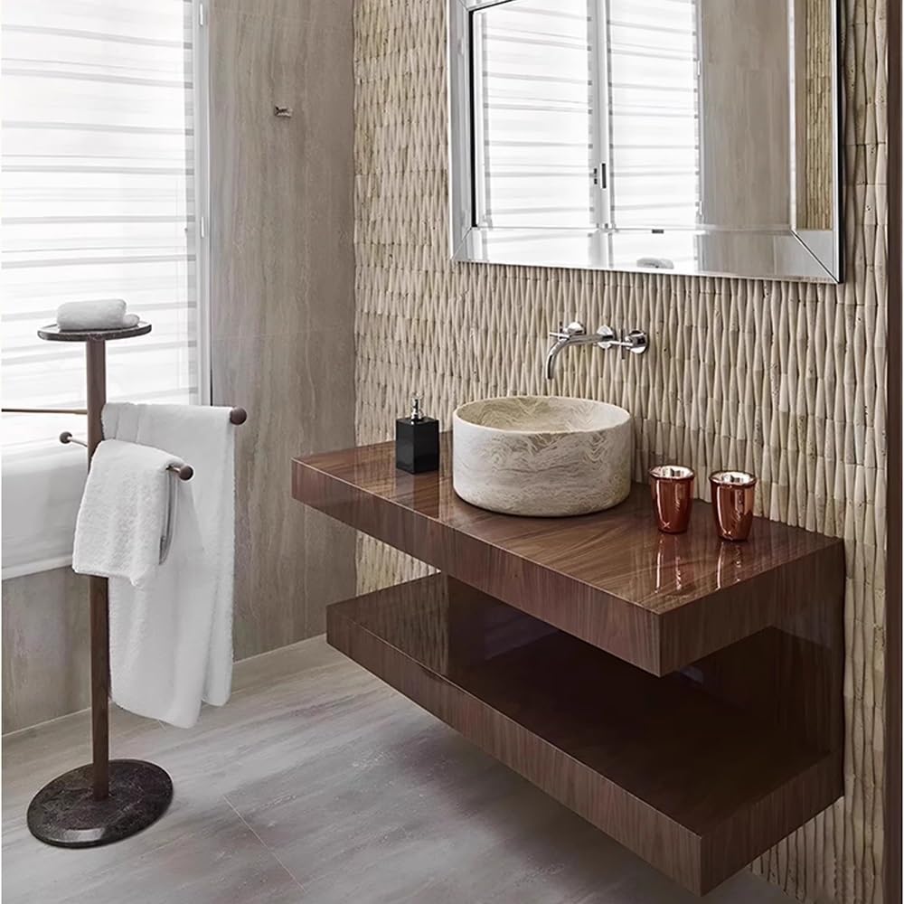 Portasciugamani Autoportante Portasciugamani Mobile in Marmo da Terra for Bagno Moderno, Staffa for Bagno, portasciugamani in Stile Semplice e di Lusso Leggero Portasciugamani da Terra(Nero)