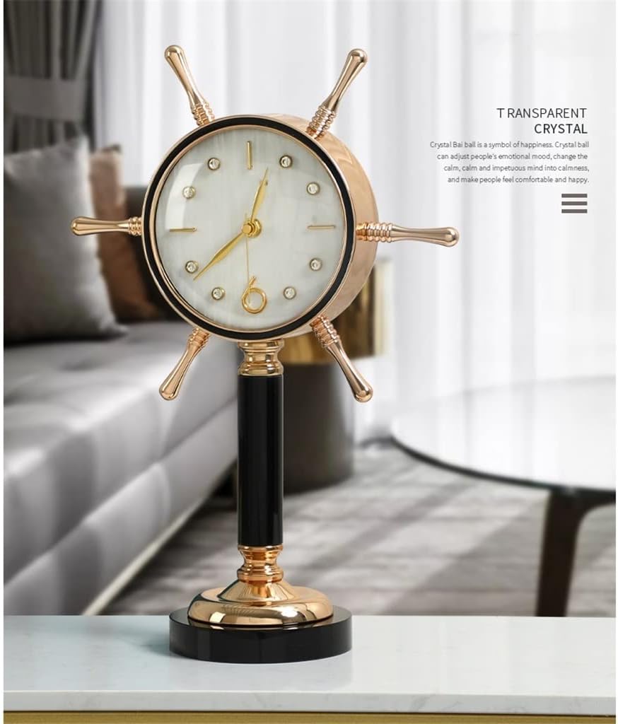 FMURY Metal Desk Clock Living Room Entrance Mute Desk Clock Bookshelf Wine Cabinet Home Abstract Art Ornaments(D)