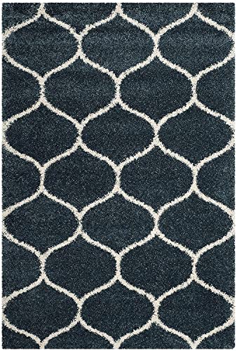 Image of Super Ultra Modern Soft Shaggy Handcrafted Anti-Skid Silk Touch Carpet, Size 5x5 Square Feet, Color SLATEE BLUE11