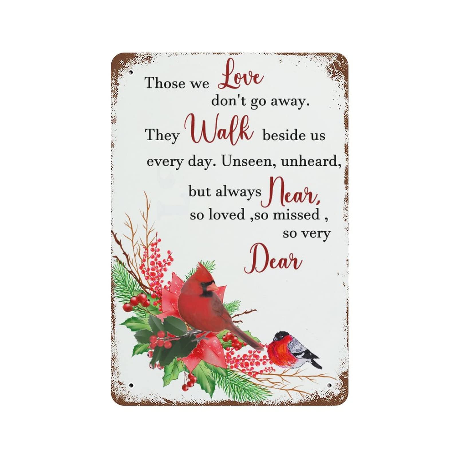 Plaque en métal Cardinal cadeau de sympathie et de condoléances touchant