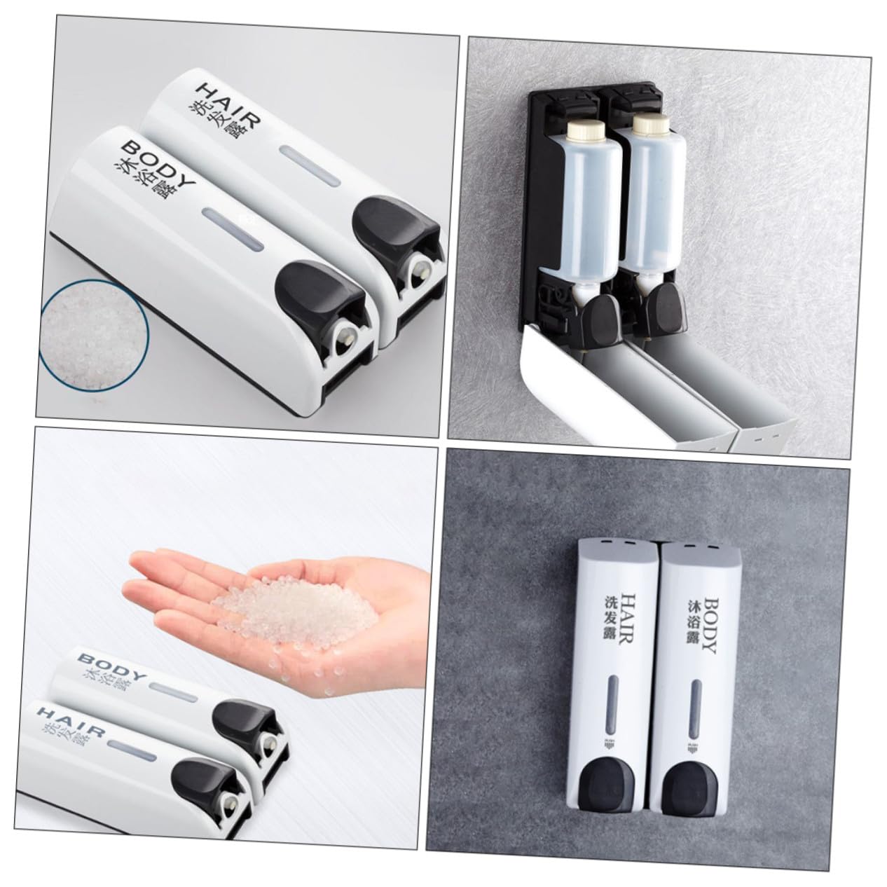 Garneck Dispensador de Jabón Líquido de Pared para Baño, Plástico Blanco, Diseño Simple y Ligero, Adecuado para Uso Hogar y Viajes