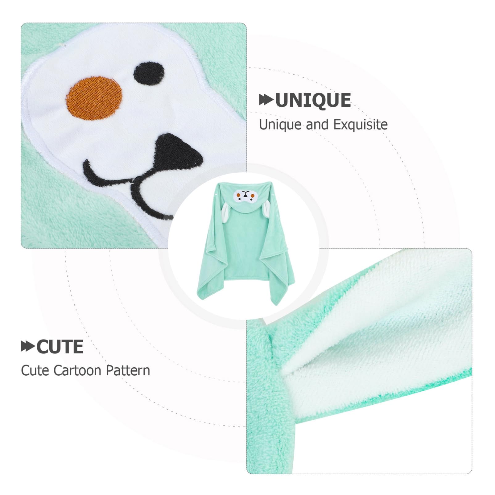 Serviette à Capuche pour Garçon Fille Polaire Ultra Absorbante Design Animal Mignon pour Bain Plage Enveloppe de Bain Douce et Portable pour Tout Petits