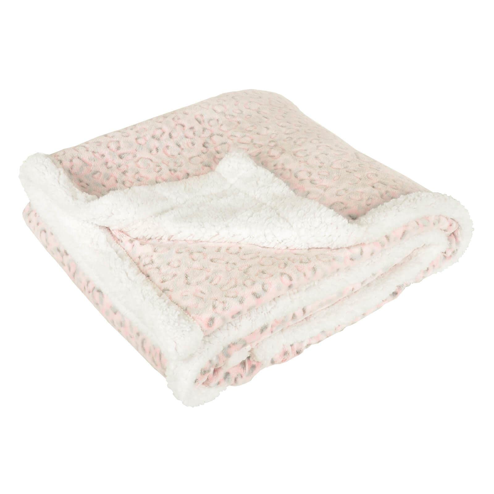 Hodge and Hodge Pink Leopard Sherpa Fleece Blanket Animal Print Double Layer Sherpa Throw 150x200cm
