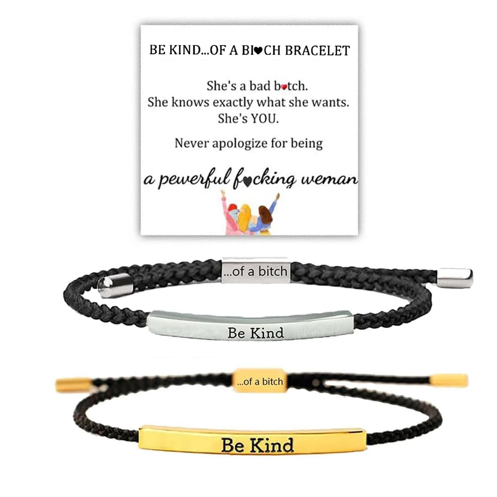 LIU JUN Let Them Bracelet for Women, Adjustable Braided Stainless Steel Engraving Inspirational Let Them Bracelet Gifts Jewelry
