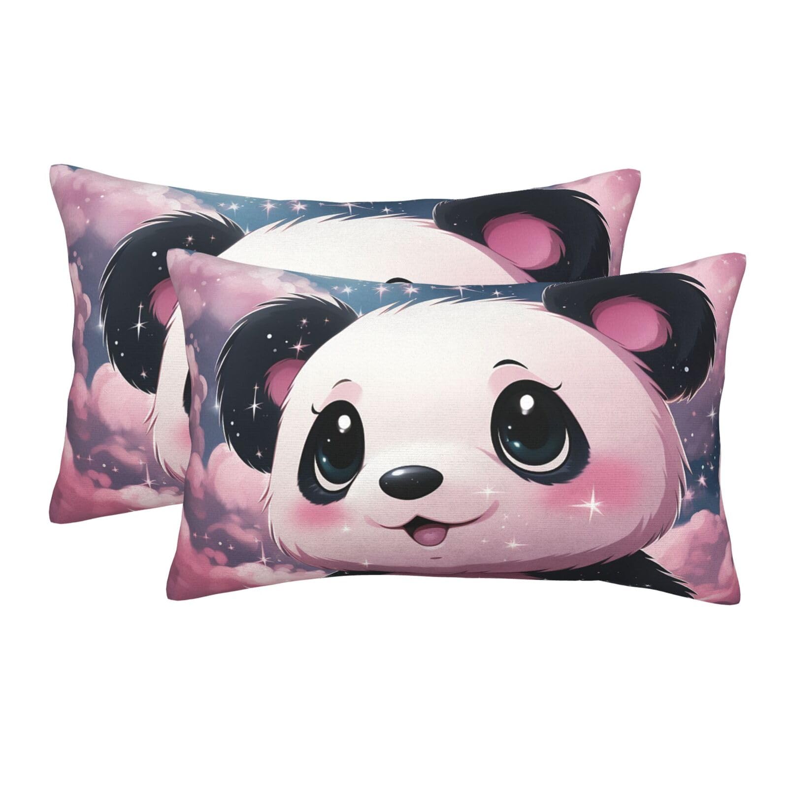 2 Pack Pillow Cases with Hidden Zipper, Soft Breathable Pillow Covers for Hair and Skin, Pink Panda Pillowcases 20"x30" Bed Pillow Protectors Cover for Sleeping Gifts