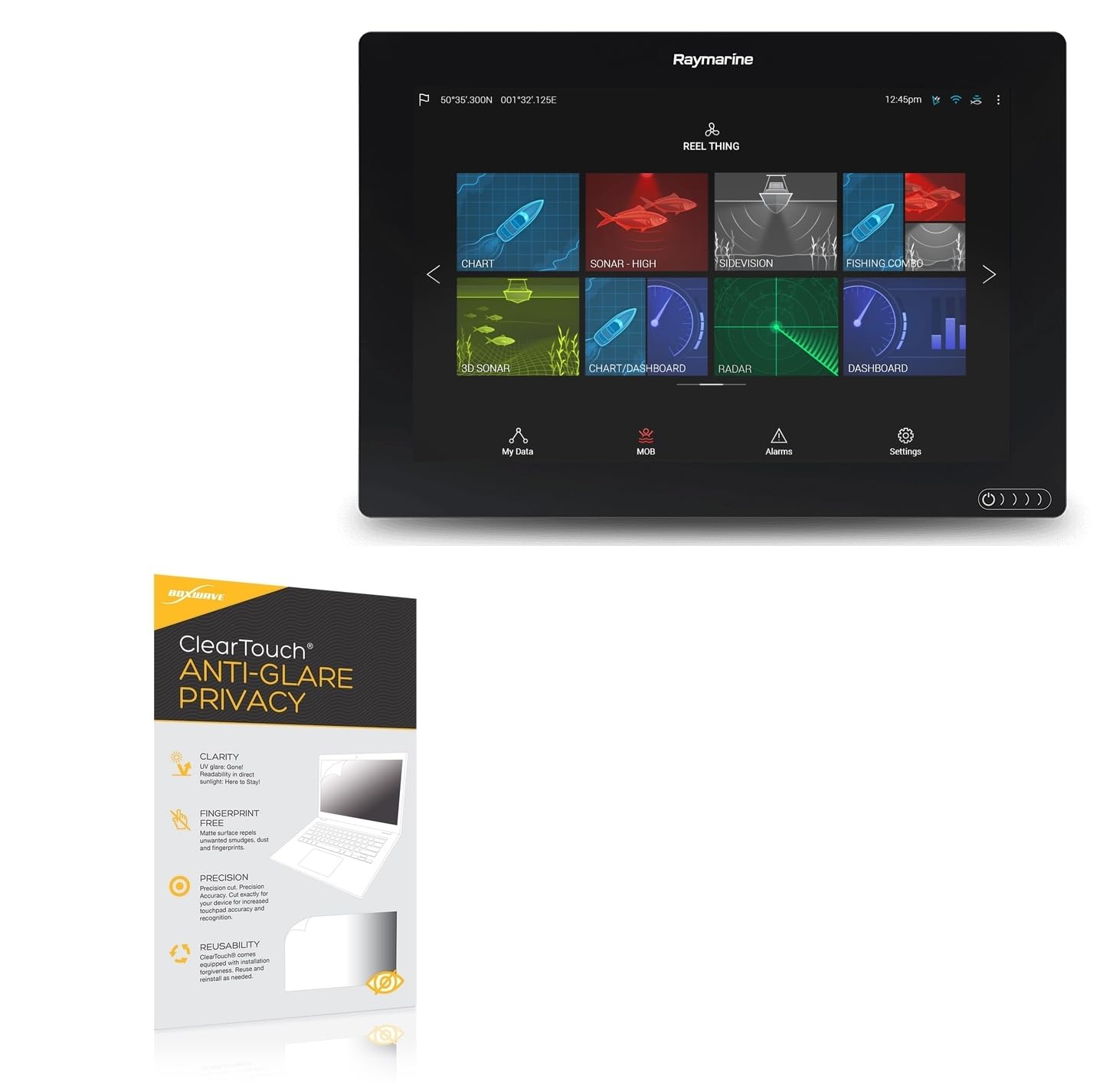 BoxWave Screen Protector Compatible with Raymarine Axiom 12 - ClearTouch Anti-Glare Privacy (2-Pack), Privacy Screen Protector Flexible Film Anti-Glare