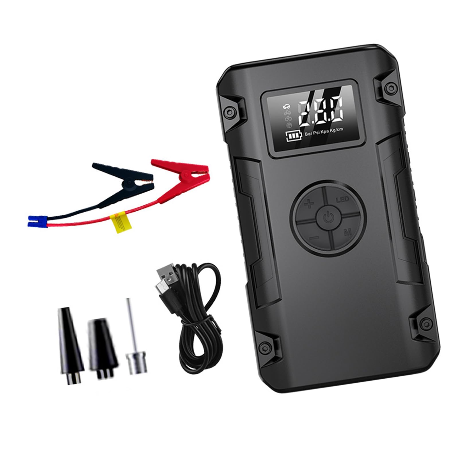 Apglsxy Multicolor Emergencies Power Source Motorbike Car Air Compressor & Tire Inflator With Pressure For Safe Driving Portable Tire Inflator With Power Backup