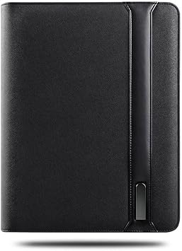 Business Travel A4 Zipped Notebook Padfolio With 5000 MAh Wire/wireless Charging Power Mobile Cellphone Bag Notepad